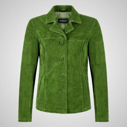 JANE Ladies Suede Blazer Formal Fitted Leather Blazer